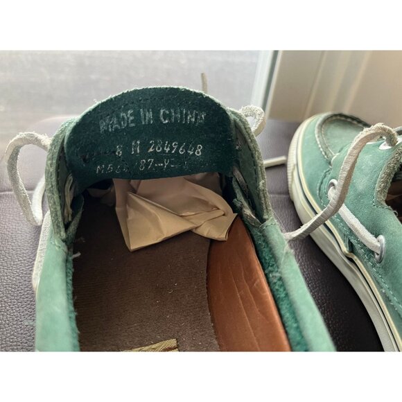 Vintage Men's Sperry Rand Leather Turquoise Green Top-Sider Gray Leather Tie Siz - Picture 4 of 10